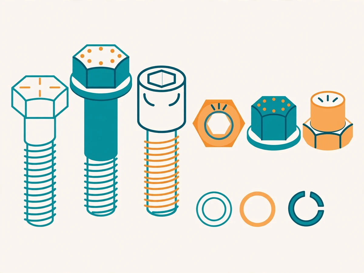 Illustration of bolt heads stamped with property classes 8.8, 10.9 and 12.9, with a torque wrench tightening a bolted joint and a preload clamp-force diagram.
