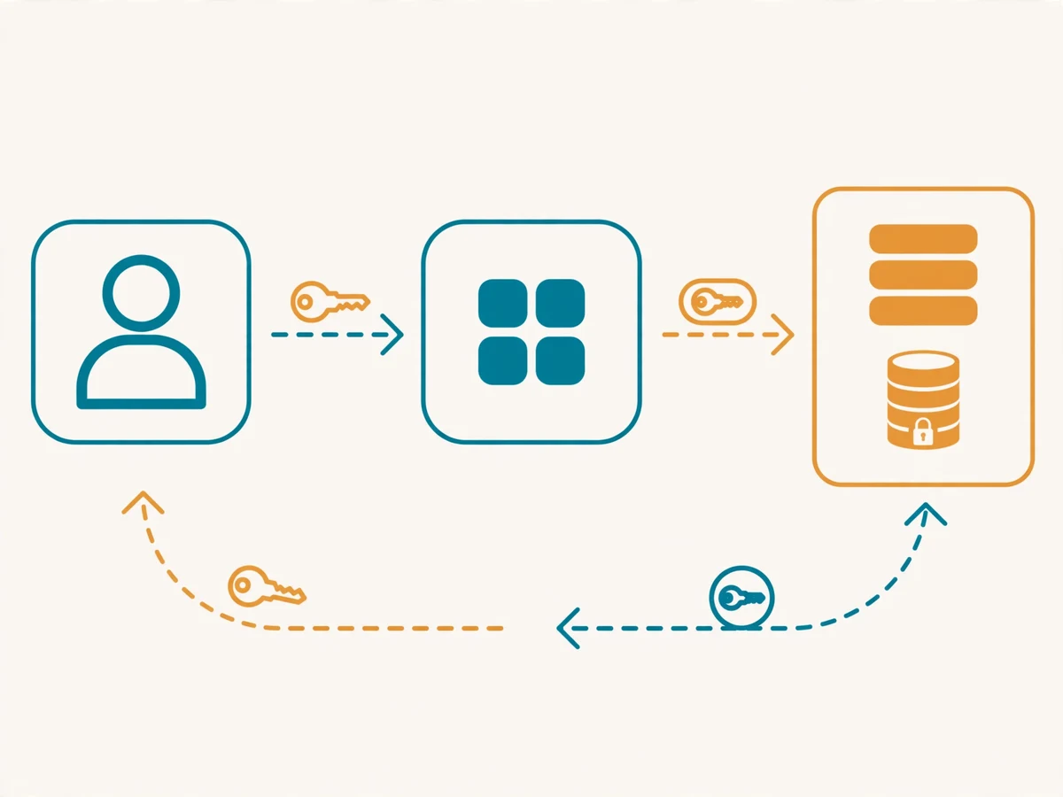 Illustration of the OAuth2 authorization code flow showing a user, an app, and a provider exchanging redirects, codes, and tokens.