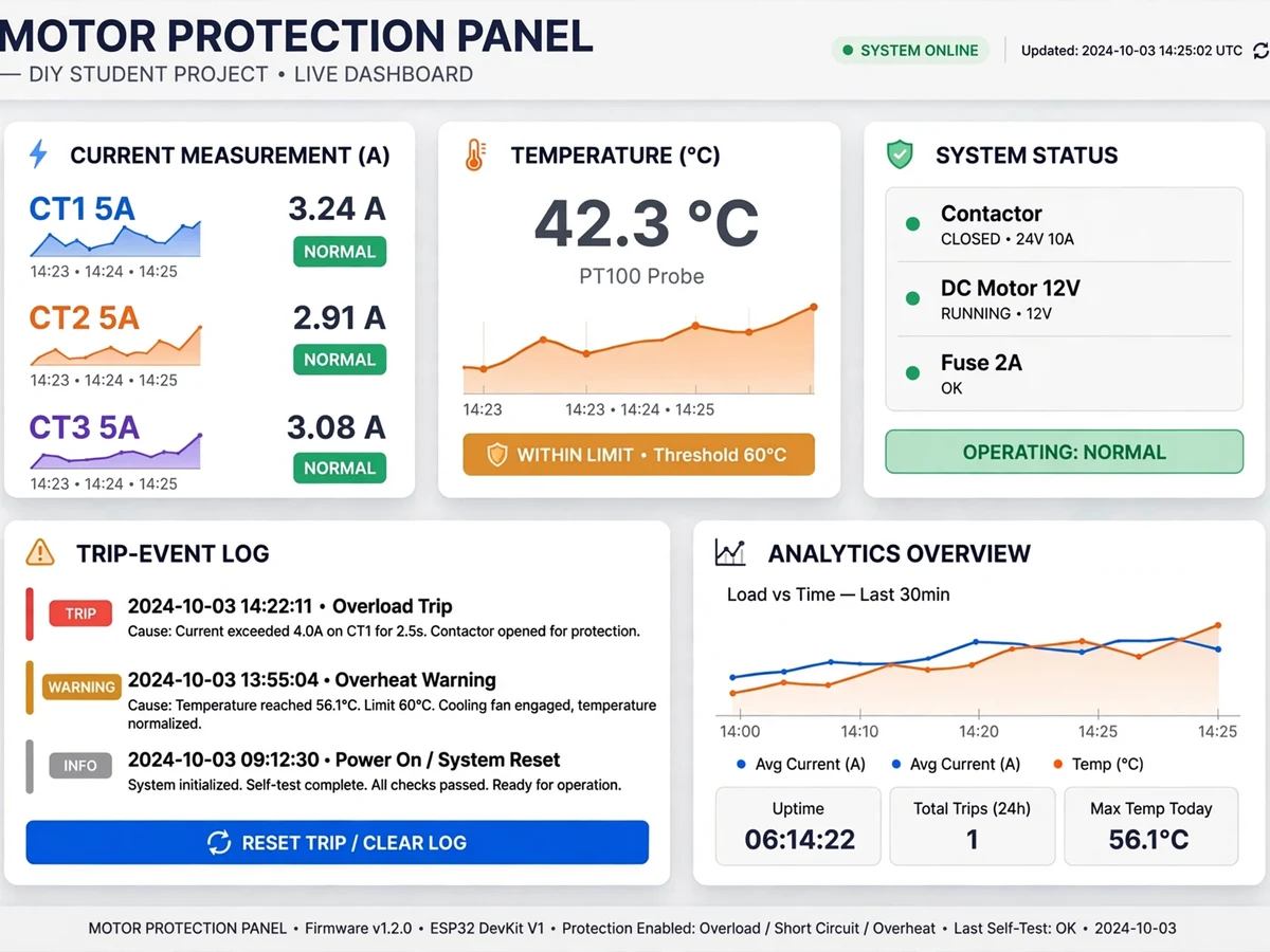 Motor Protection System using IoT ESP32