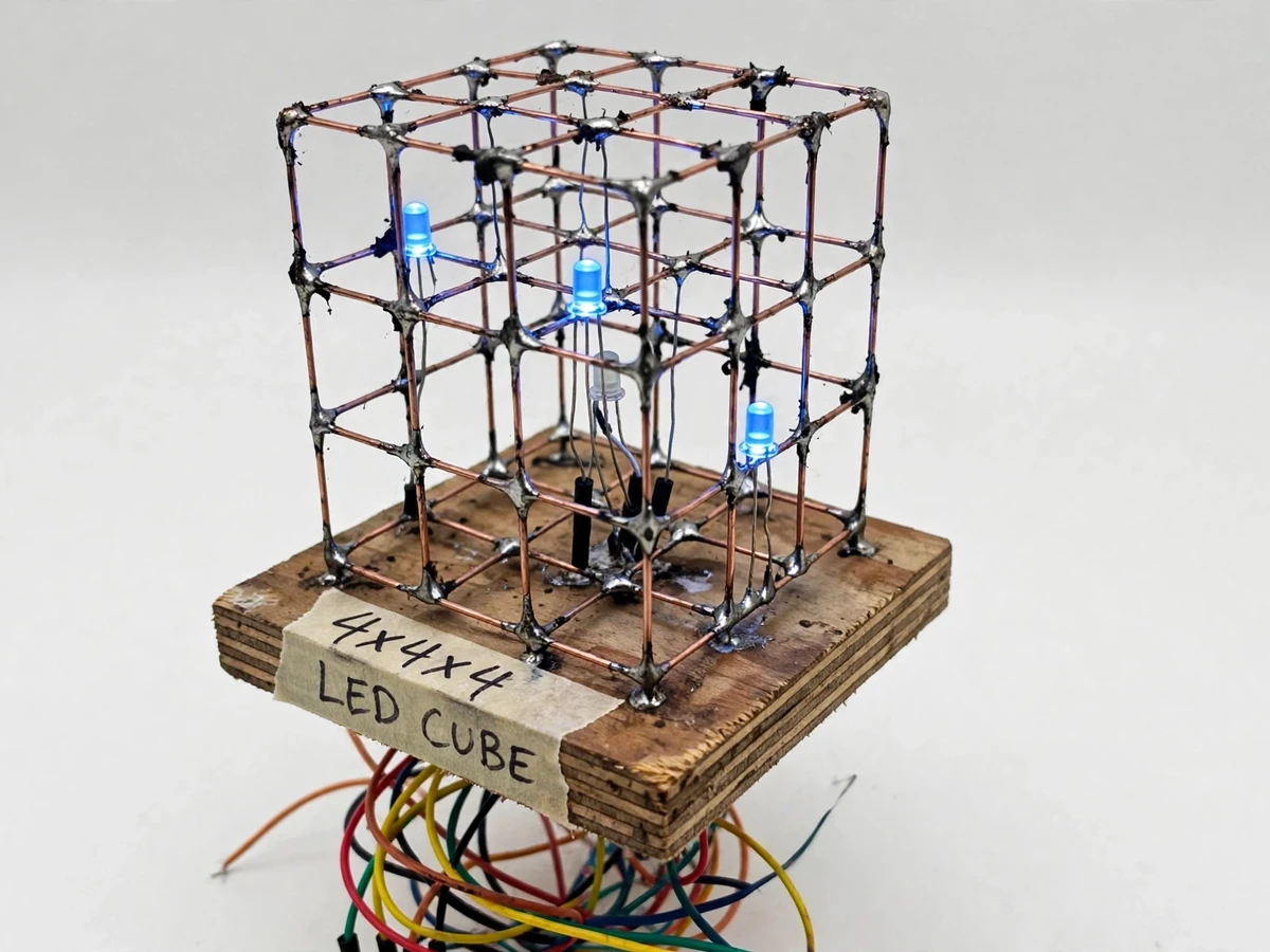 4x4x4 LED Cube with Arduino and Shift Registers — project photo 1