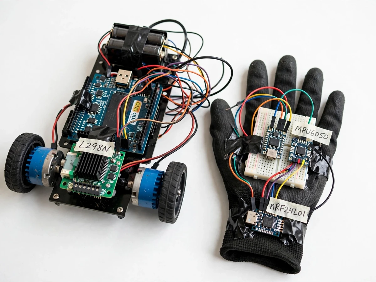 Gesture-Controlled Robot Car using Accelerometer and RF Link — project thumbnail preview