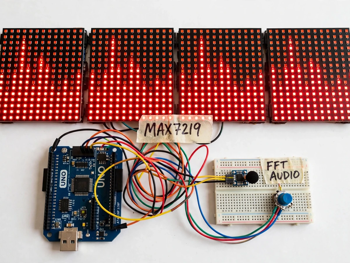 Real-Time Audio Spectrum Analyzer using FFT and LED Matrix — project thumbnail preview