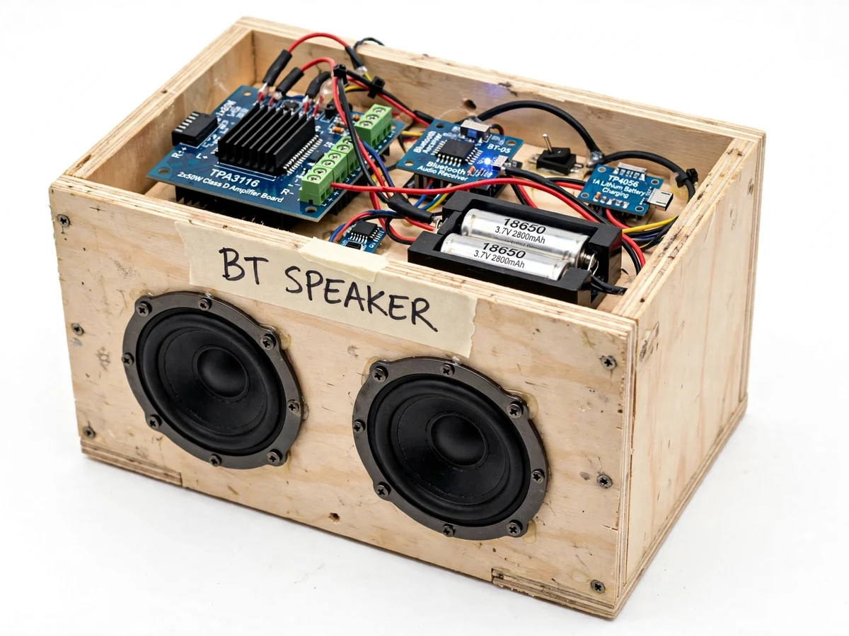 Portable Bluetooth Speaker with Class-D Amplifier — project thumbnail preview