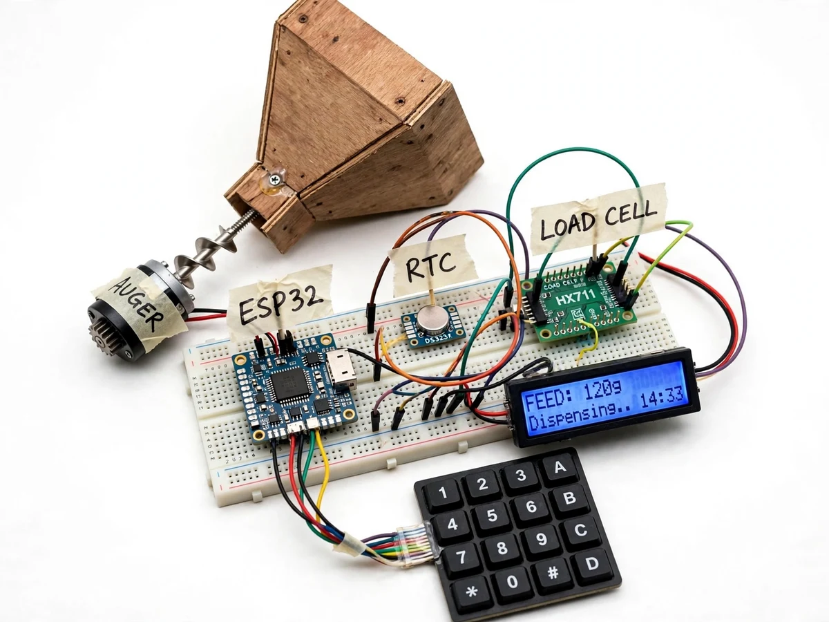 Automatic Cattle Feed Dispenser with RTC Scheduling and IoT Level Monitoring — project thumbnail preview