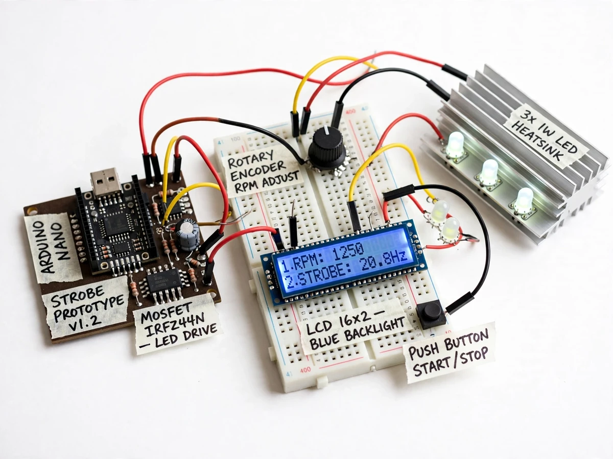 Digital Stroboscope for RPM Measurement of Rotating Machinery — project thumbnail preview