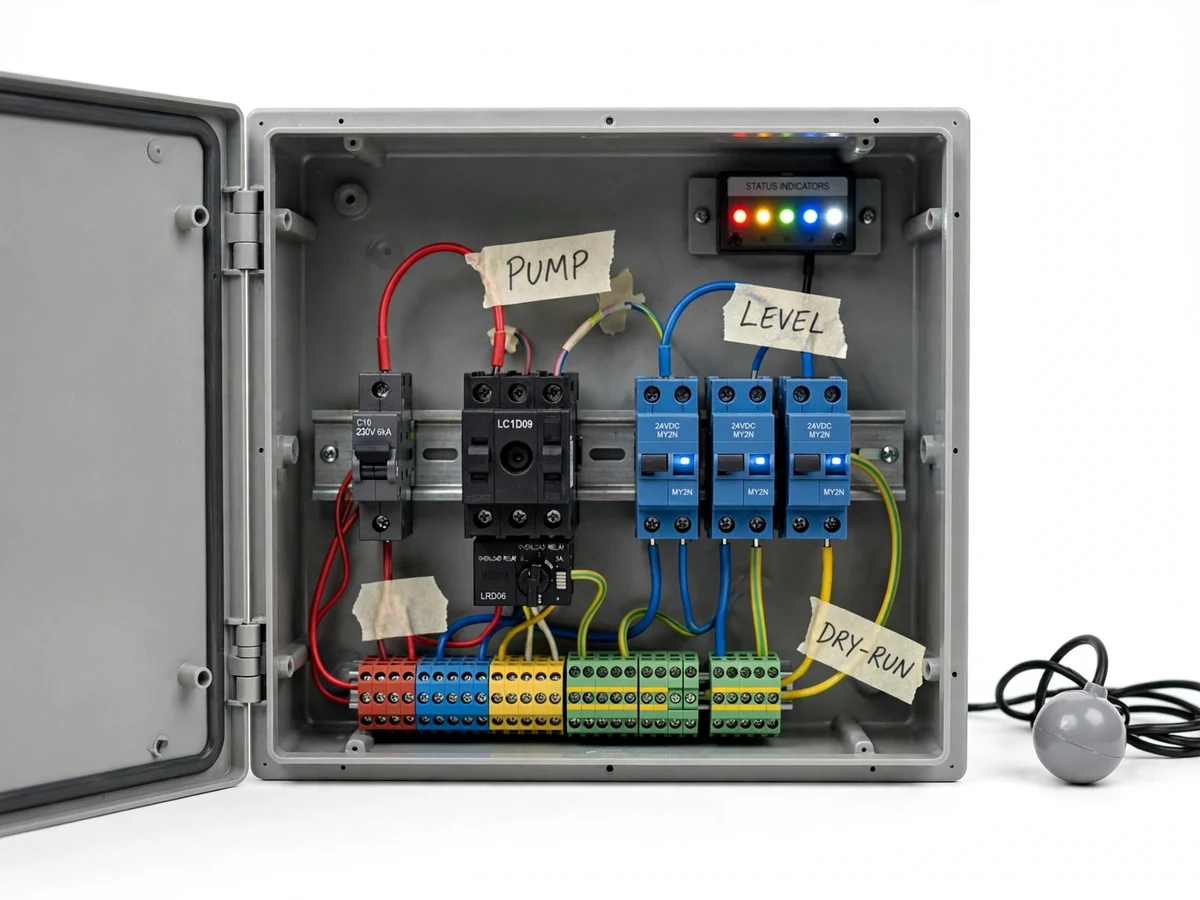 Automatic Submersible Pump Controller with Dry-Run Protection and Water-Level Indication — project thumbnail preview