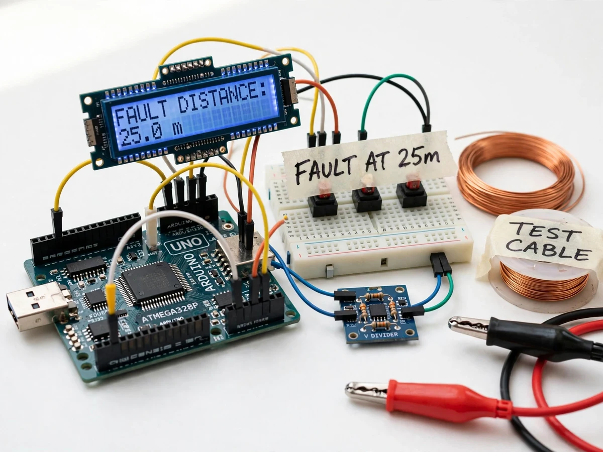 Underground Cable Fault Locator using Arduino and Voltage-Drop Measurement — project thumbnail preview