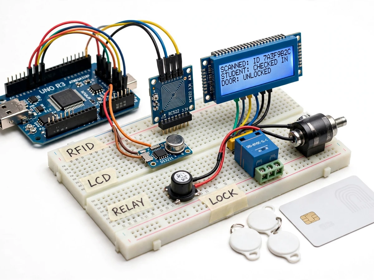 RFID-Based Student Attendance and Door Access System with Arduino and LCD Logging — project thumbnail preview