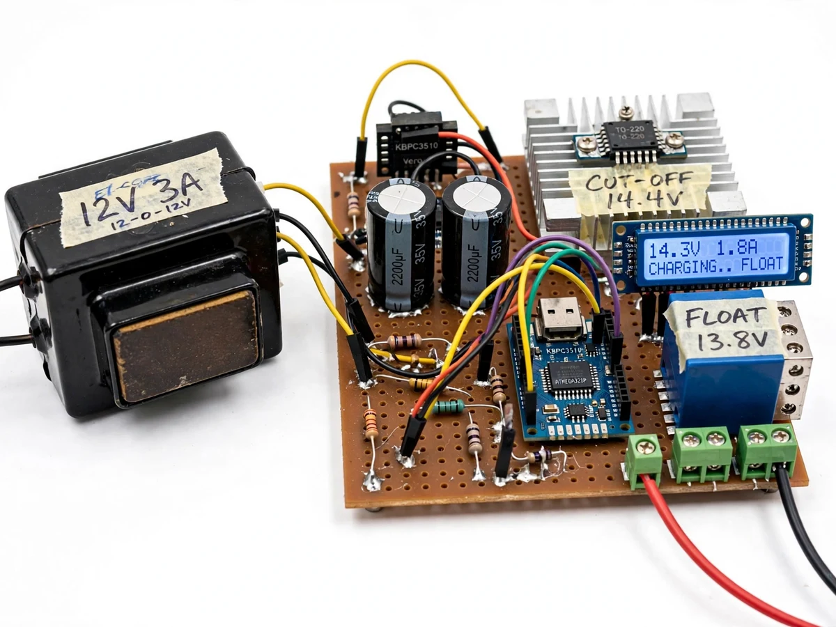 Automatic Lead-Acid Battery Charger with Multi-Stage Charging and Auto Cut-Off — project thumbnail preview