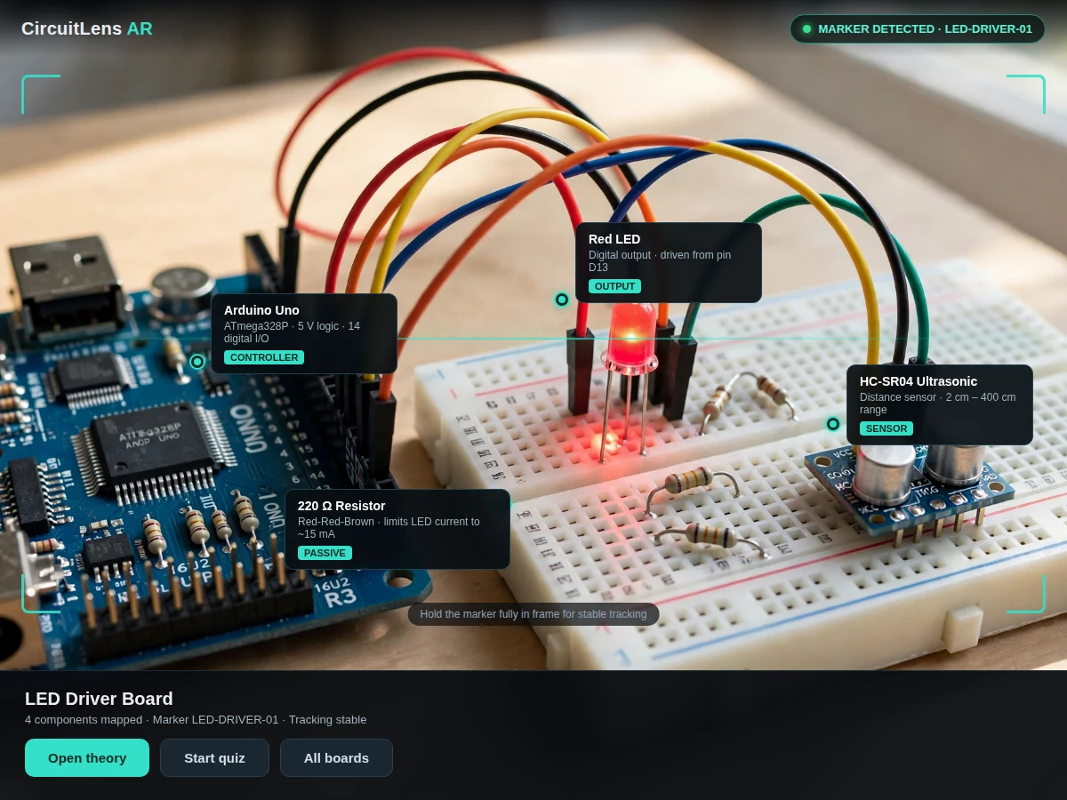 Marker-Based AR Circuit Tutor for Electronics Labs — project thumbnail preview