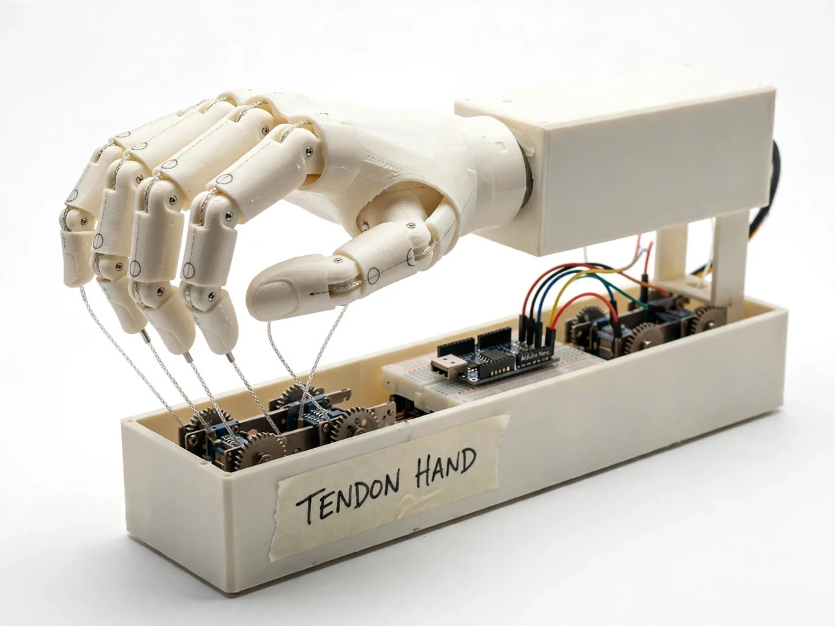 3D-Printed Prosthetic Hand with Tendon-Driven Finger Actuation — project thumbnail preview