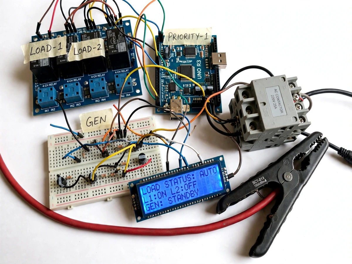 Automatic Load Shedding Controller with Priority-Based Load Switching and Generator Sensing — project thumbnail preview