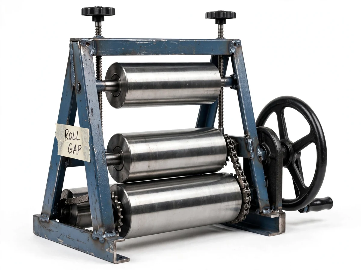 Manual 3-Roller Sheet Metal Rolling Machine with Adjustable Roll Gap — project thumbnail preview