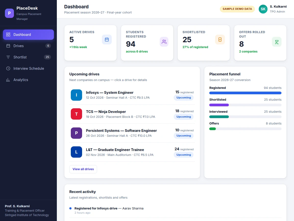 College Placement Drive Management Web App with Student Shortlisting and Interview Scheduling — project thumbnail preview