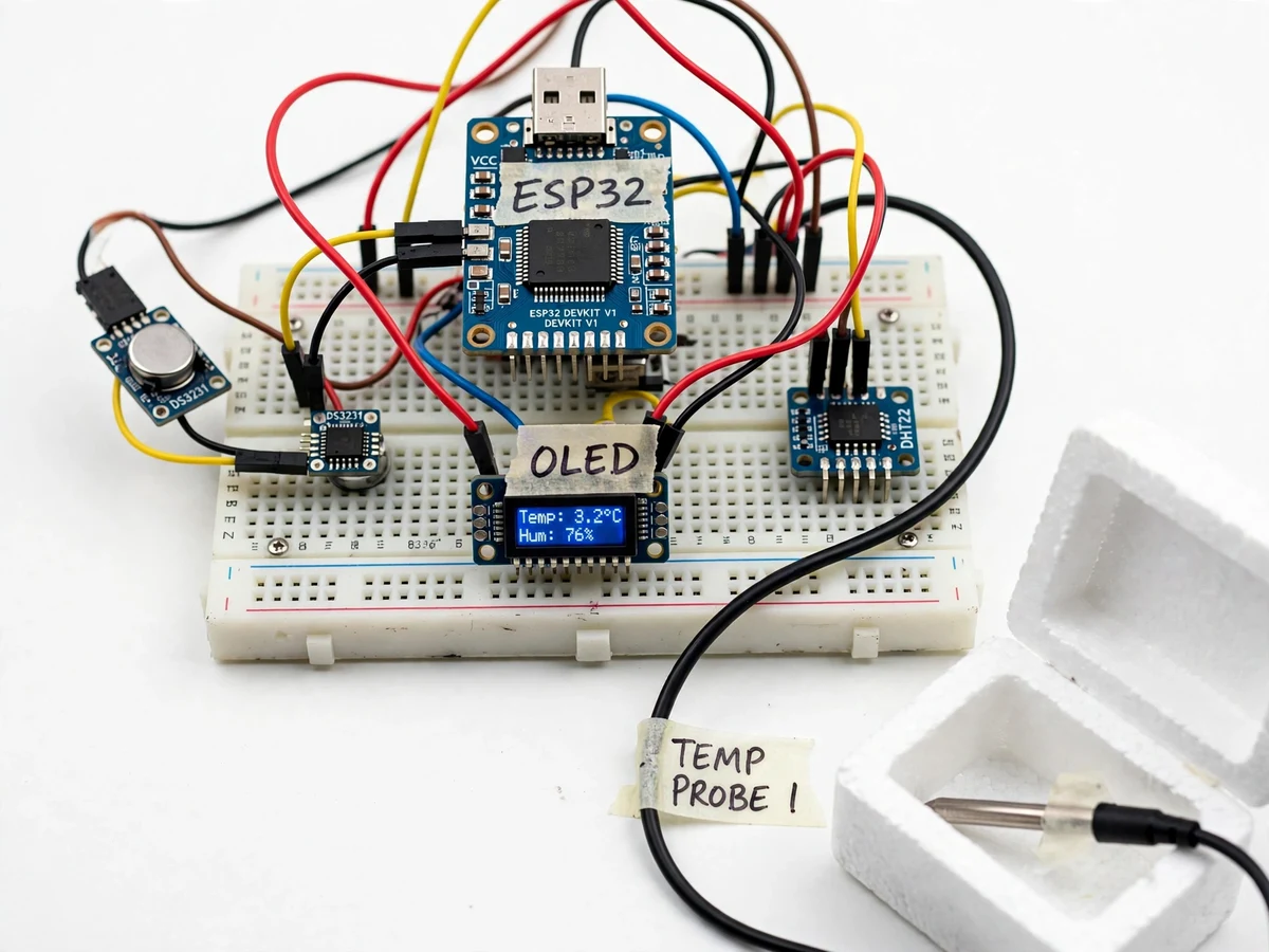 IoT-Based Cold Chain Temperature Monitor with Cloud Alerts for Vaccine and Food Storage (ESP32) — project thumbnail preview