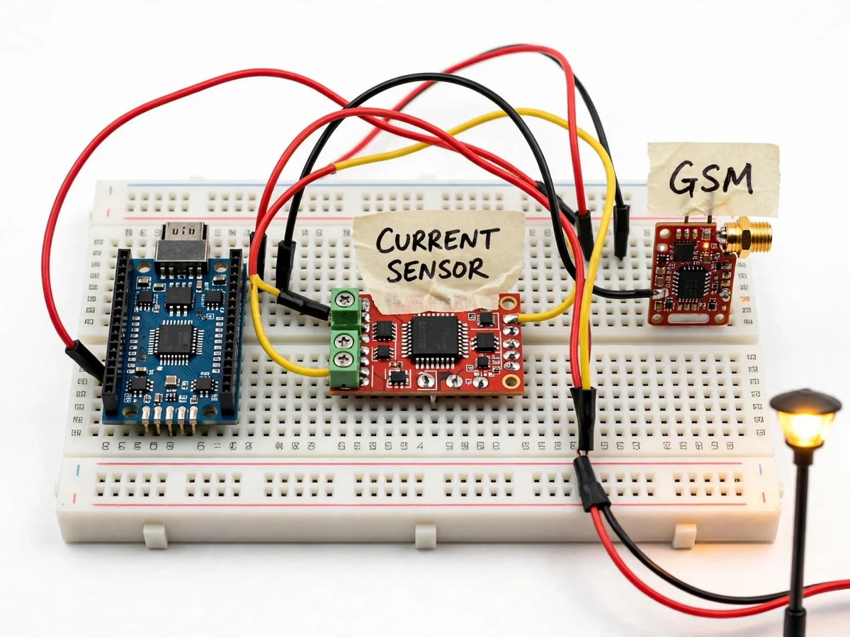 Street Light Fault Detection System with Current Sensing and GSM Alerts — project thumbnail preview