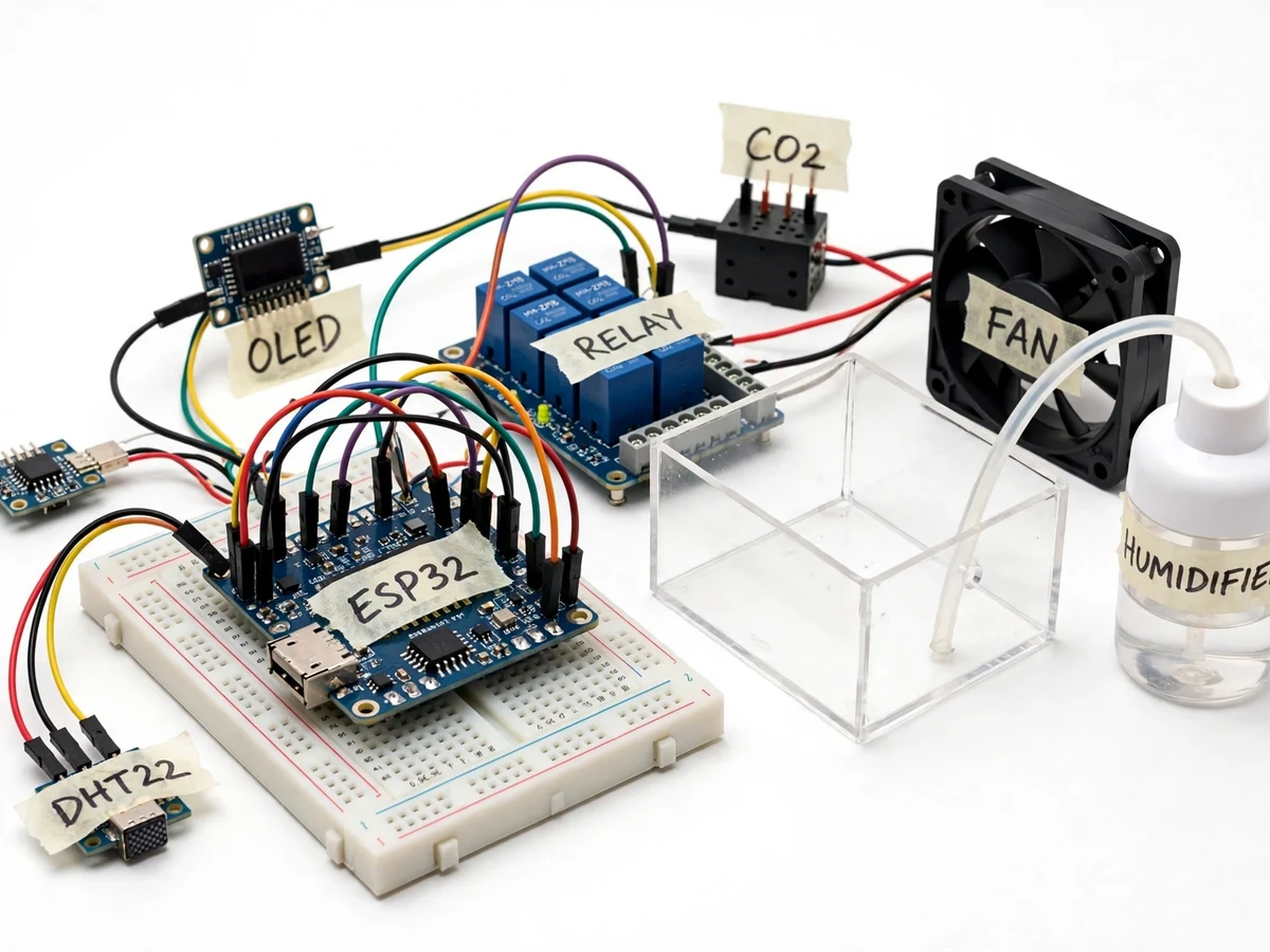 IoT Mushroom Cultivation Chamber Controller with Humidity, Temperature and CO2 Control — project thumbnail preview