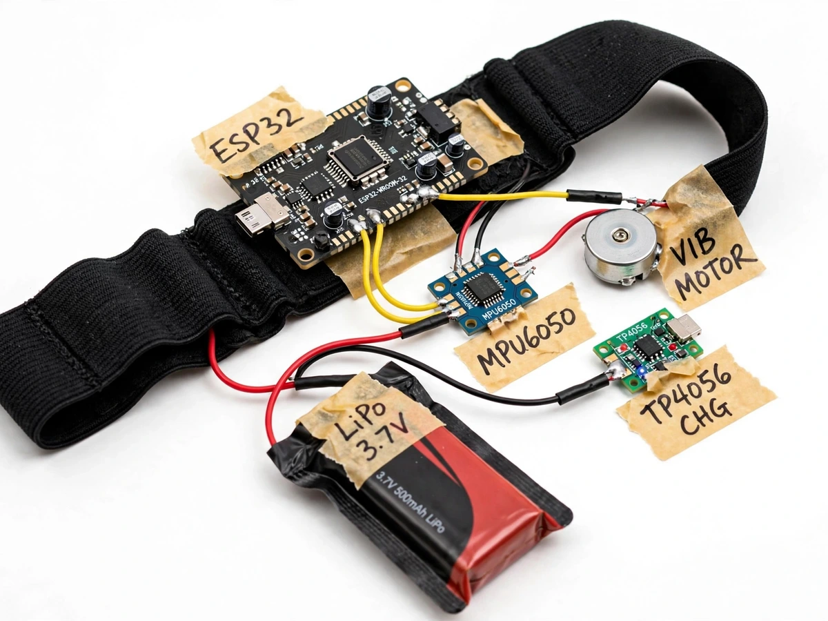 Wearable Posture Corrector using IMU with Vibration Feedback (ESP32) — project thumbnail preview