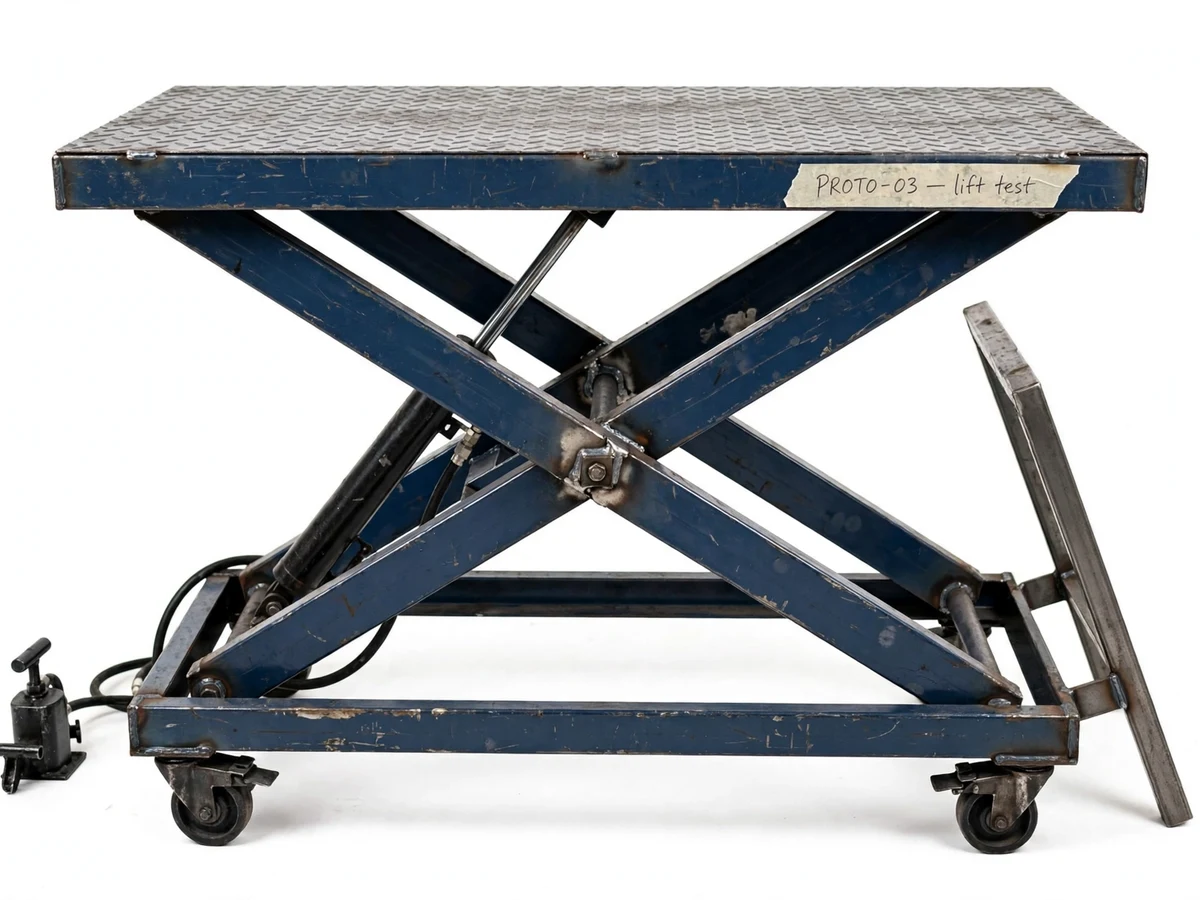 Scissor Lift Table with Hydraulic Cylinder and Foot Pedal — project thumbnail preview