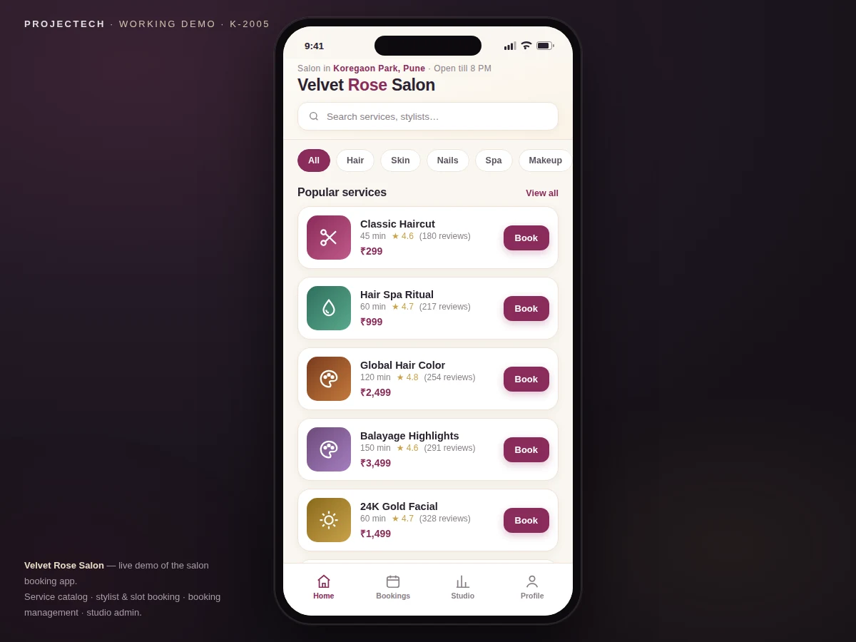 Online Salon Booking System with Appointment Slots and Service Management (Android) — project thumbnail preview