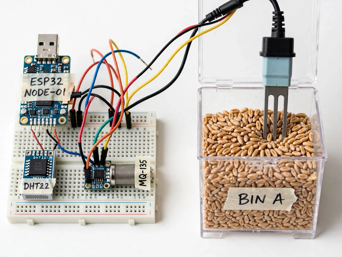IoT-Based Grain Storage Monitoring System with Temperature, Humidity and Gas Alerts (ESP32) — project thumbnail preview