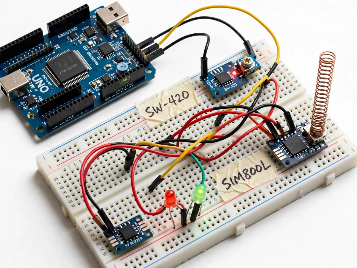 Earthquake Alarm using SW-420 Vibration Sensor with GSM Alert (Arduino) — project thumbnail preview