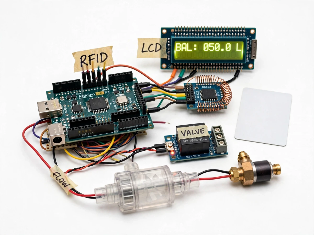 RFID-Based Prepaid Water Meter with Solenoid Valve Control using Arduino — project thumbnail preview