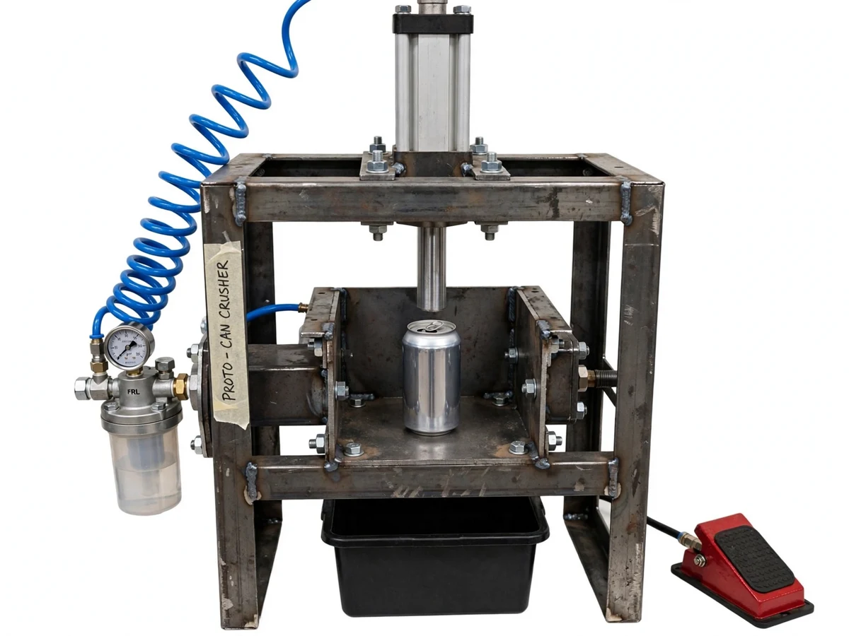 Pneumatic Can Crusher Machine for Recycling Aluminum Cans — project thumbnail preview