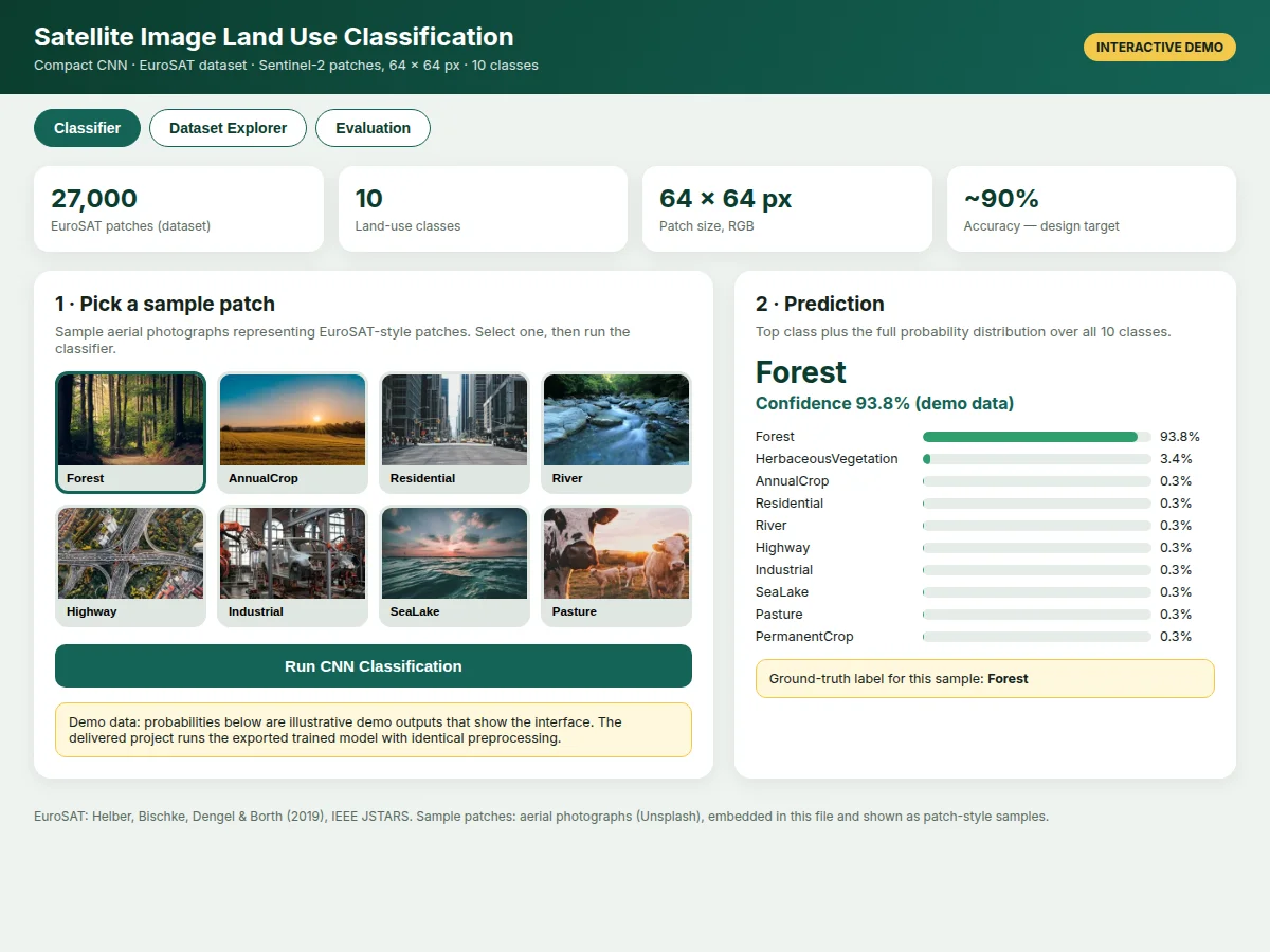 Satellite Image Land Use Classification using CNN (EuroSAT Dataset) — project thumbnail preview