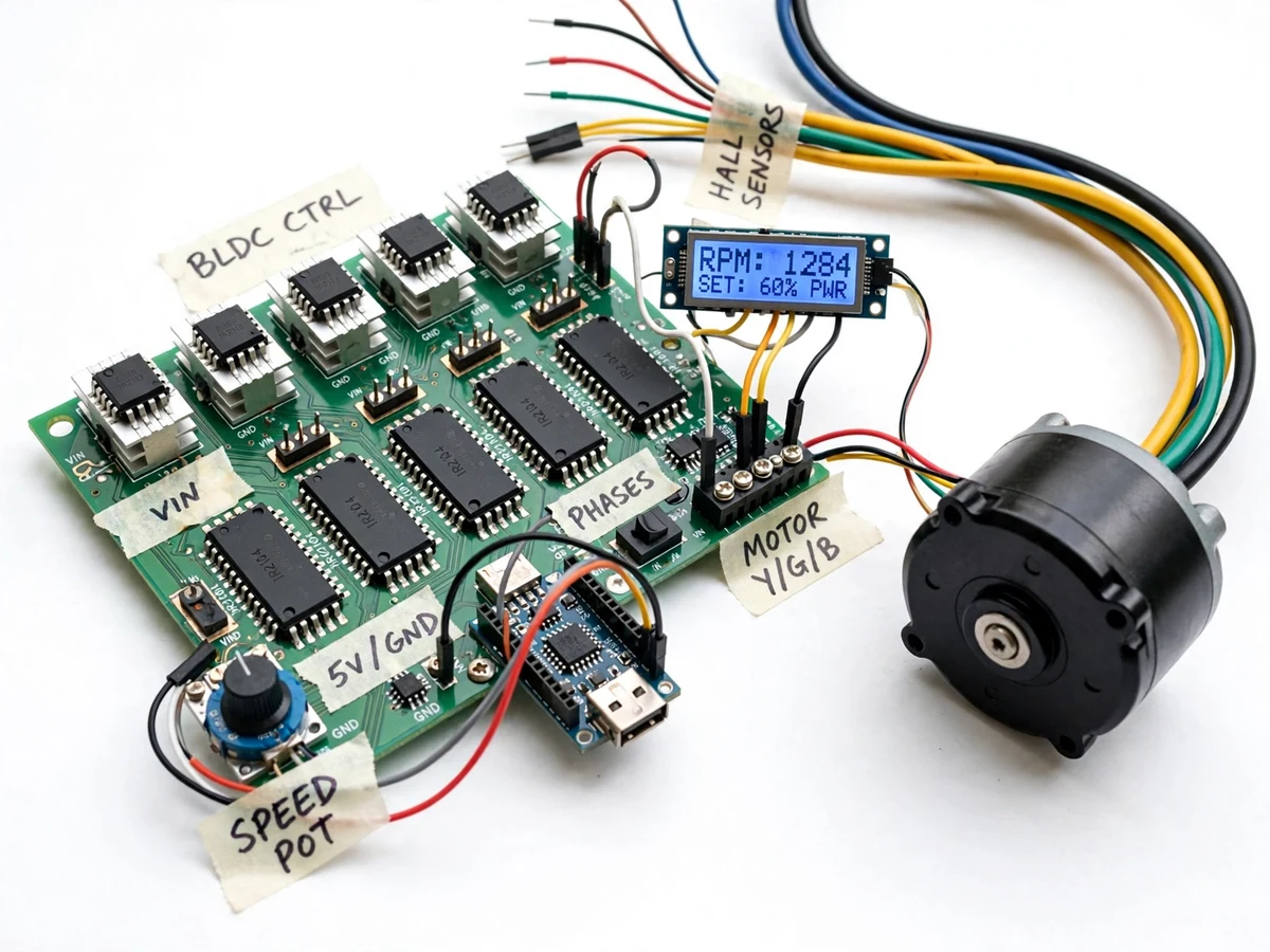Brushless DC Motor Speed Controller with Hall Sensors and PWM Control — project thumbnail preview
