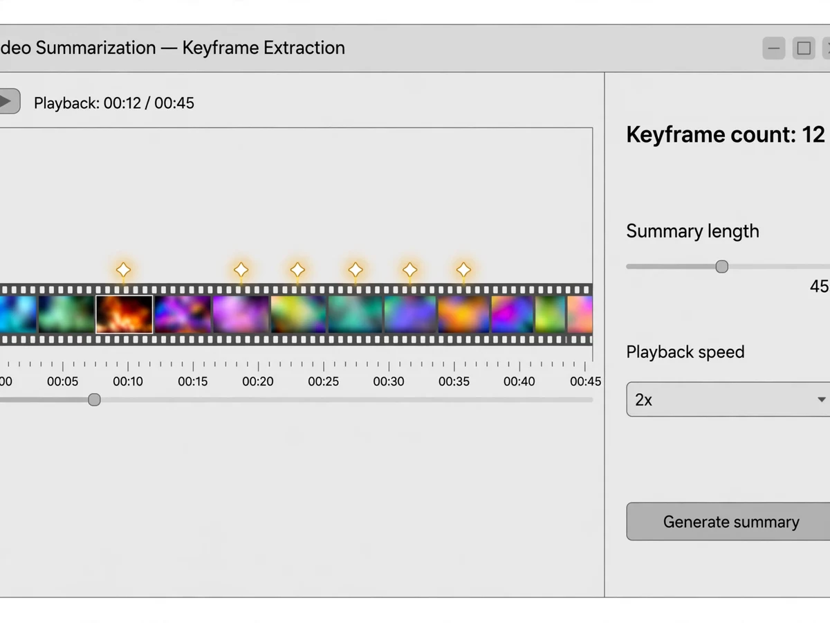 Video Summarization using Keyframe Extraction - project prototype demo screenshot