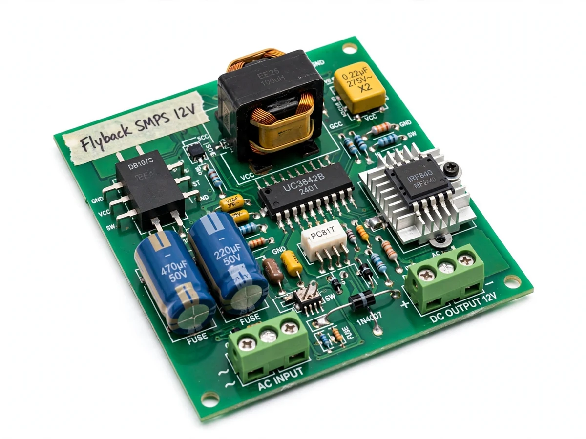 Flyback SMPS with Universal AC Input - project prototype demo screenshot