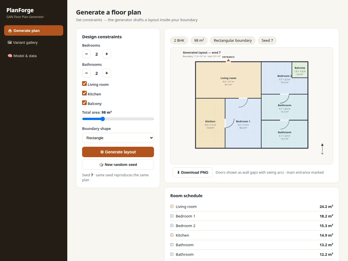 Floor Plan Generator using GAN - project prototype demo screenshot