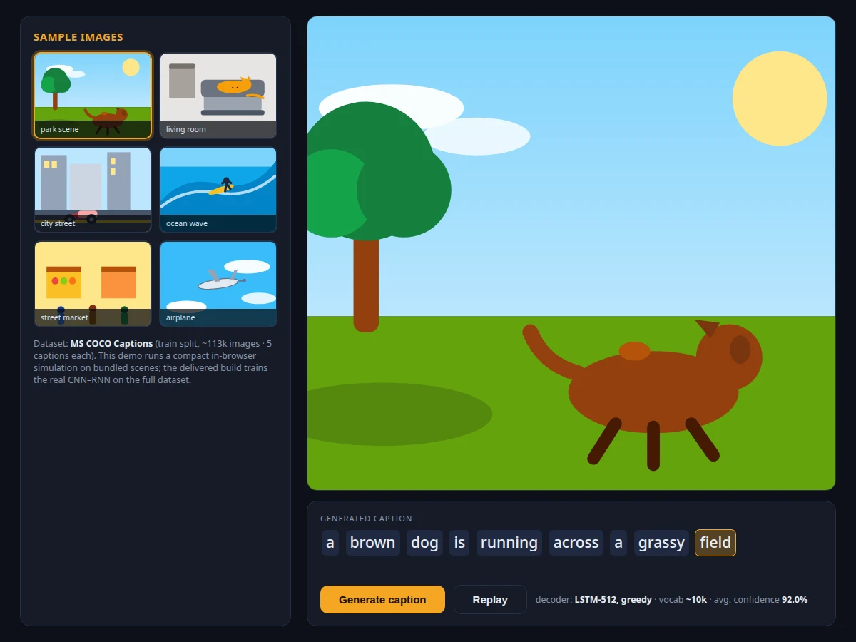 Image Captioning using CNN-RNN — project thumbnail preview