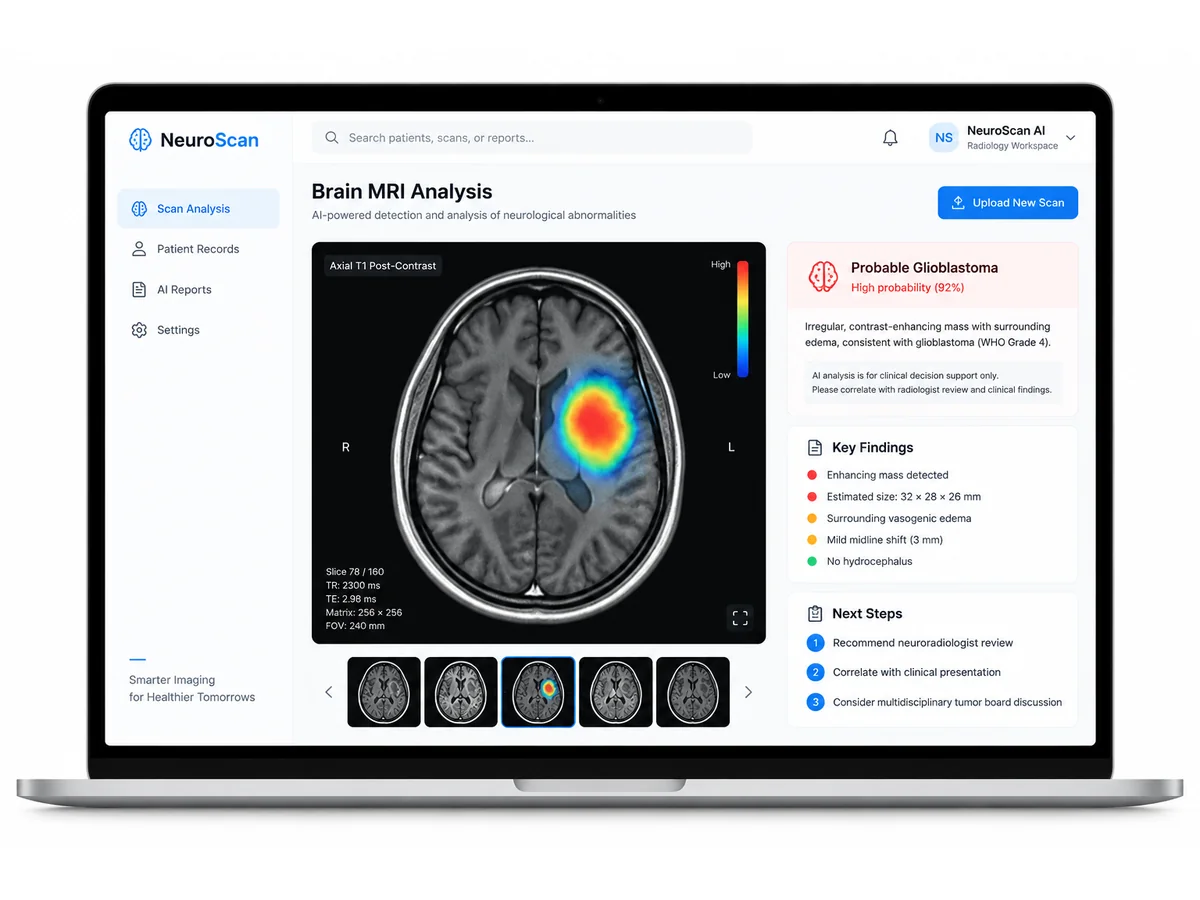Illustrative mockup of the Brain Tumor Detection using CNN interface.