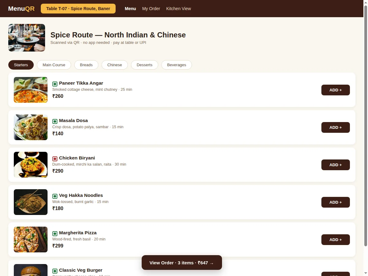 QR Code Digital Menu and Table Ordering System — project thumbnail preview