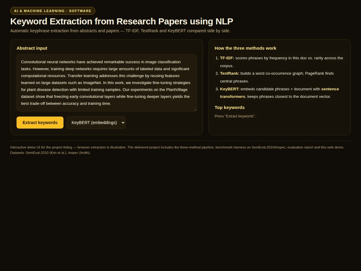 Keyword Extraction from Research Papers using NLP — project thumbnail preview
