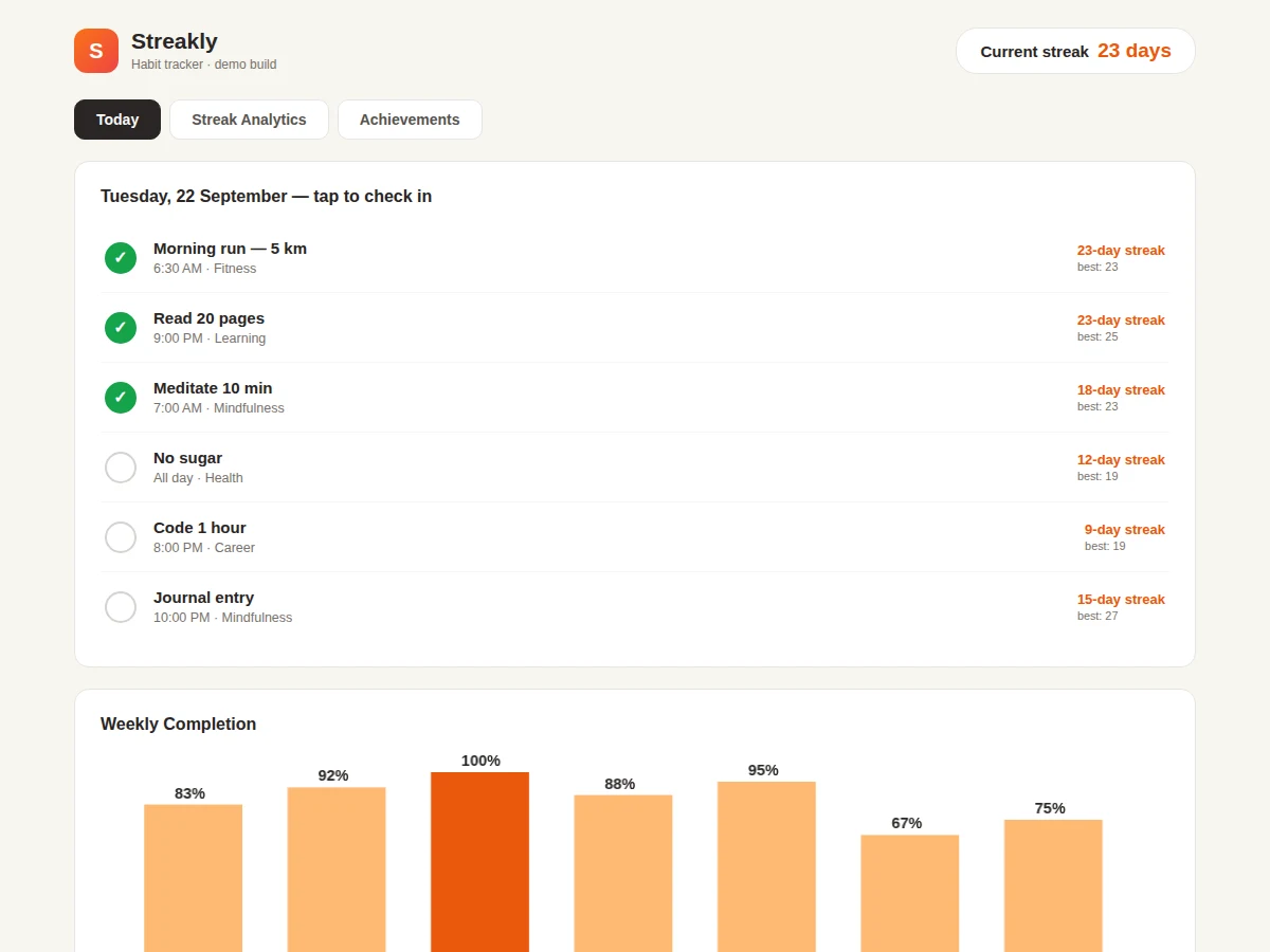 Habit Tracker Web App with Streak Analytics — project thumbnail preview