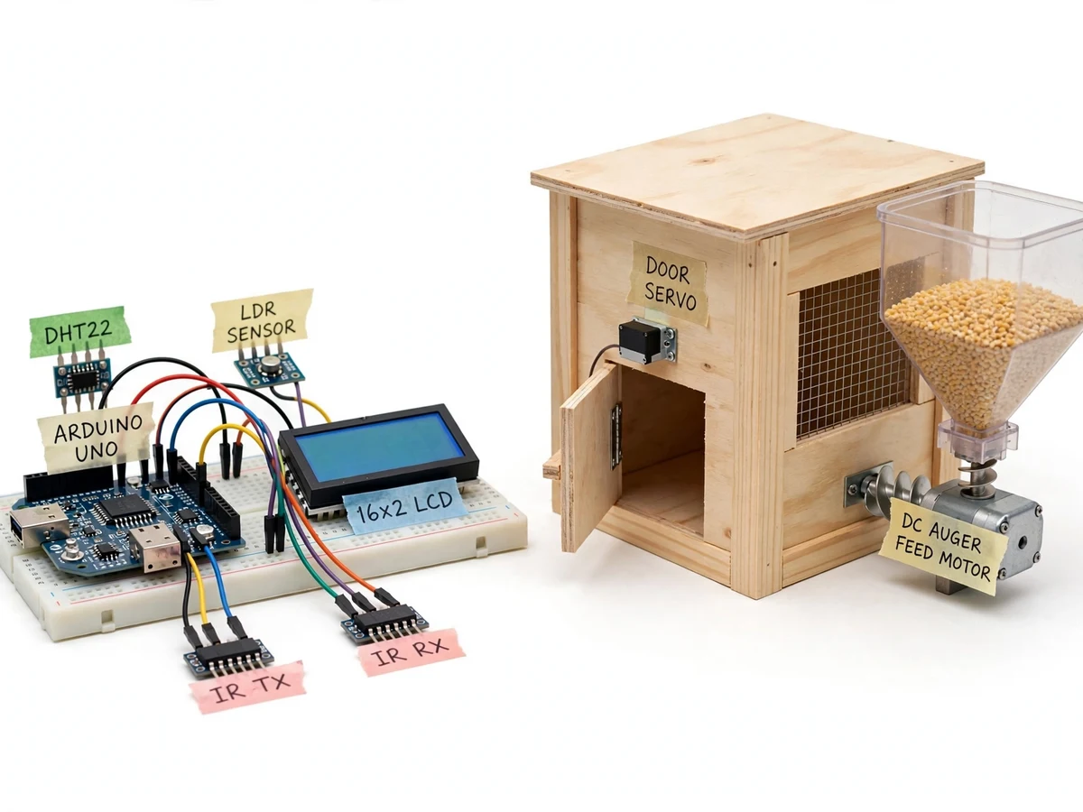 Automated Poultry Coop Controller using Arduino — project thumbnail preview