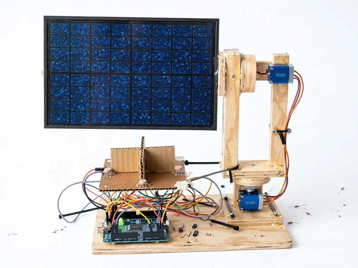 Solar Panel Dual-Axis Sun Tracker using LDR and Servo Motors — project thumbnail preview