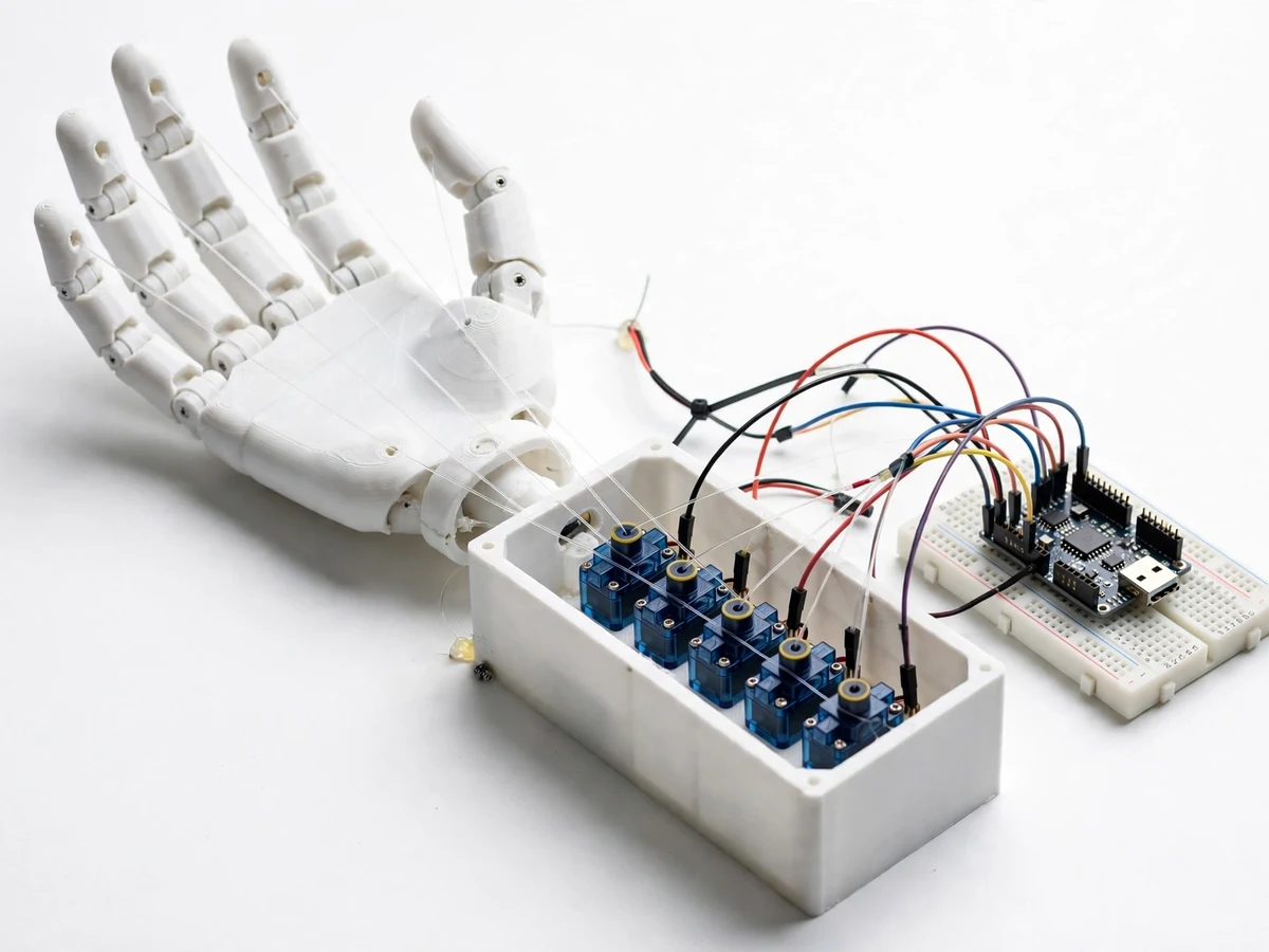 Tendon-Driven Robotic Hand with Flex Sensor Control — project thumbnail preview