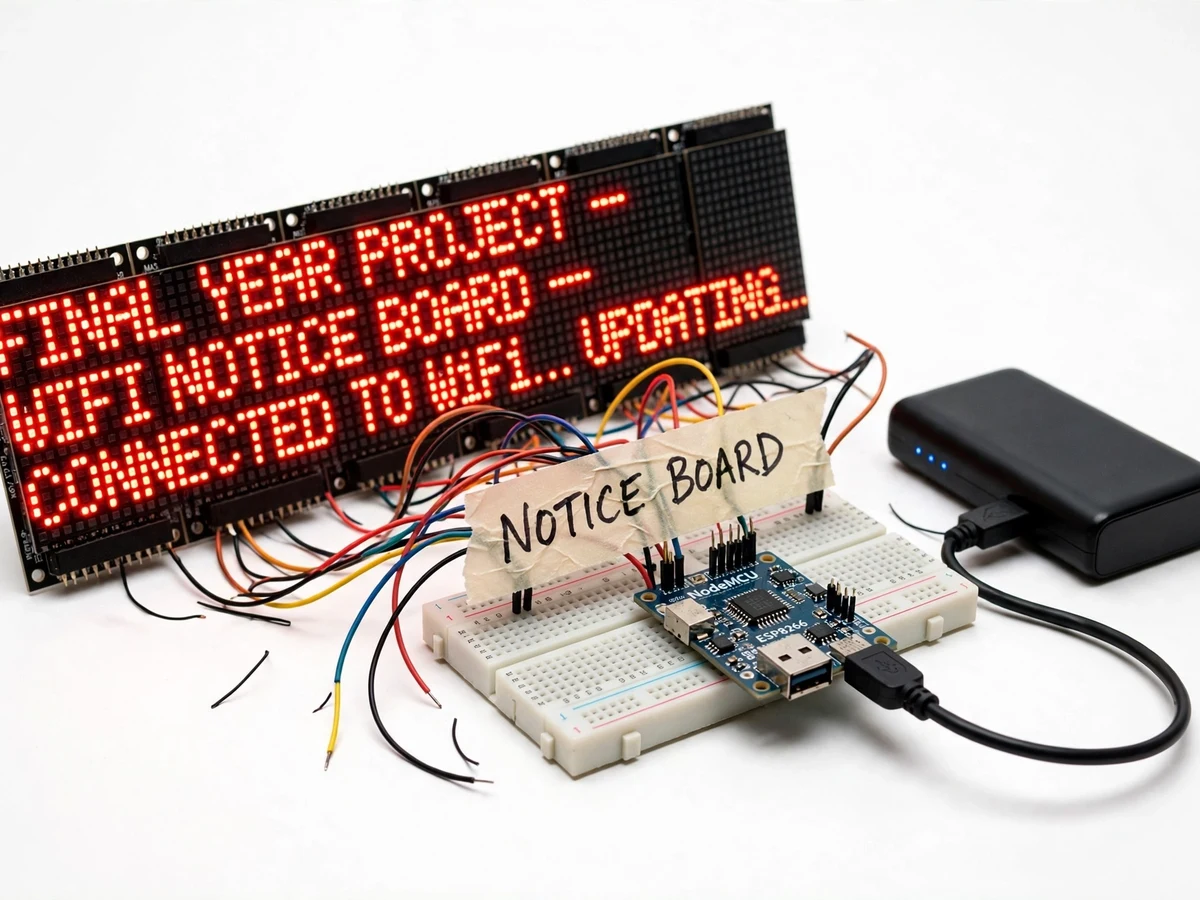 WiFi Digital Notice Board using LED Matrix — project thumbnail preview