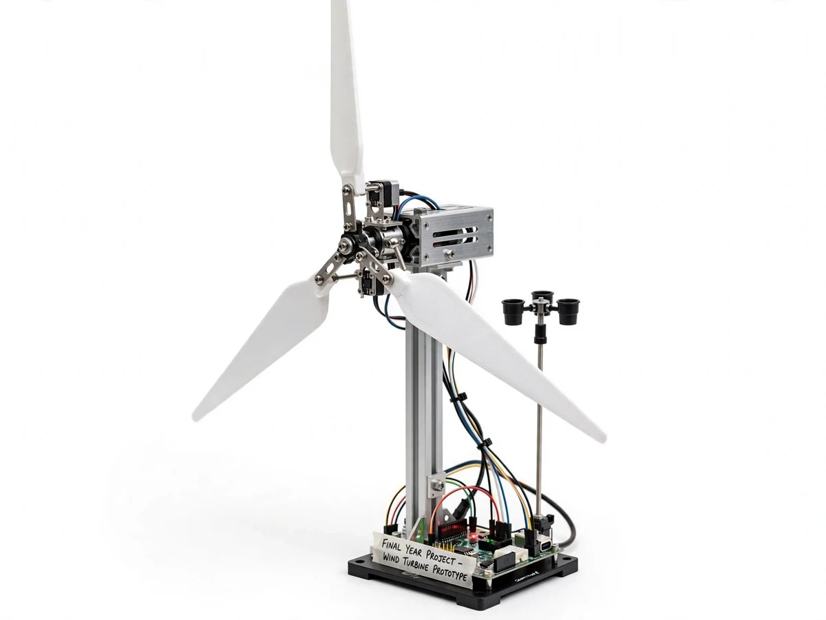 Mini Wind Turbine Prototype with Blade Pitch Control — project thumbnail preview