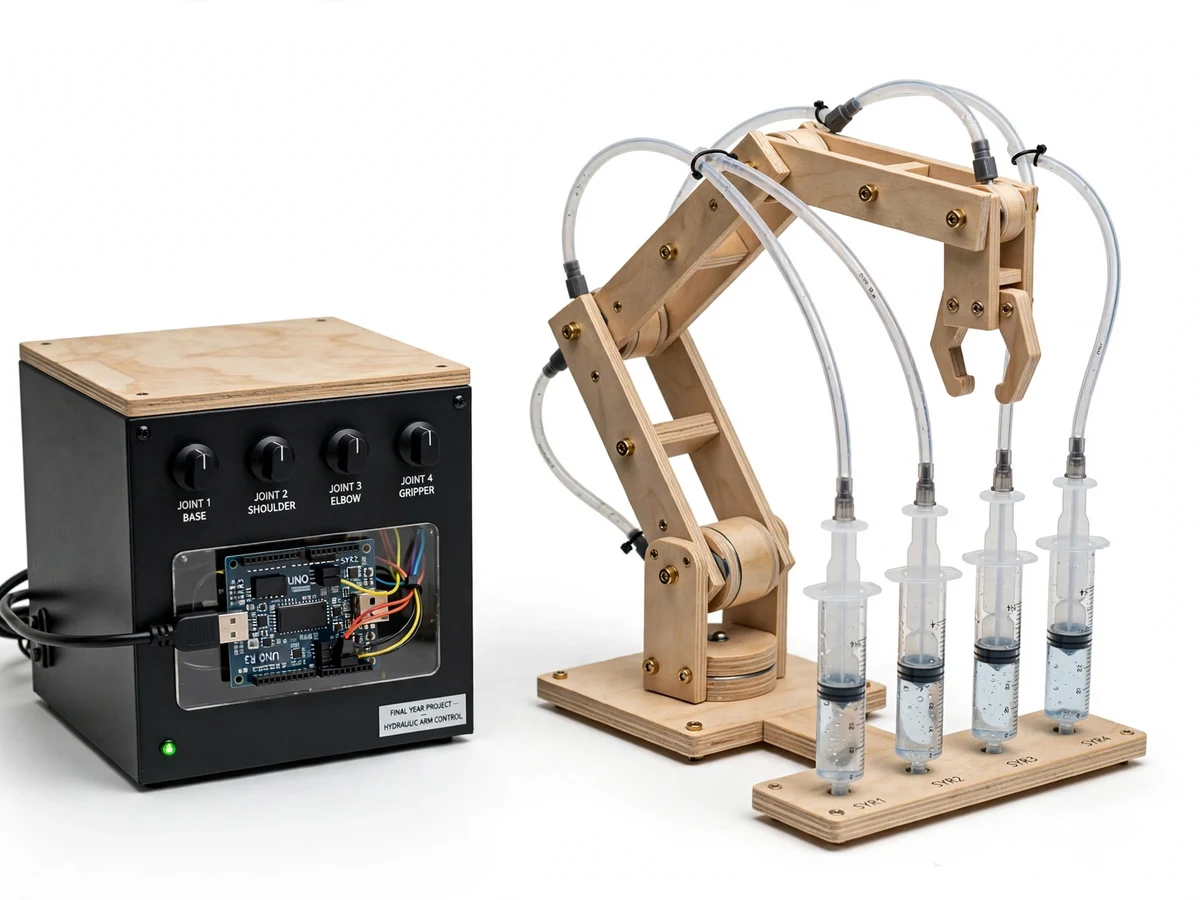 Hydraulic Robotic Arm Controlled by Potentiometers — project thumbnail preview