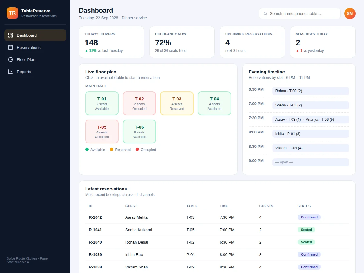 Restaurant Table Reservation System with Floor Plan Booking — project thumbnail preview