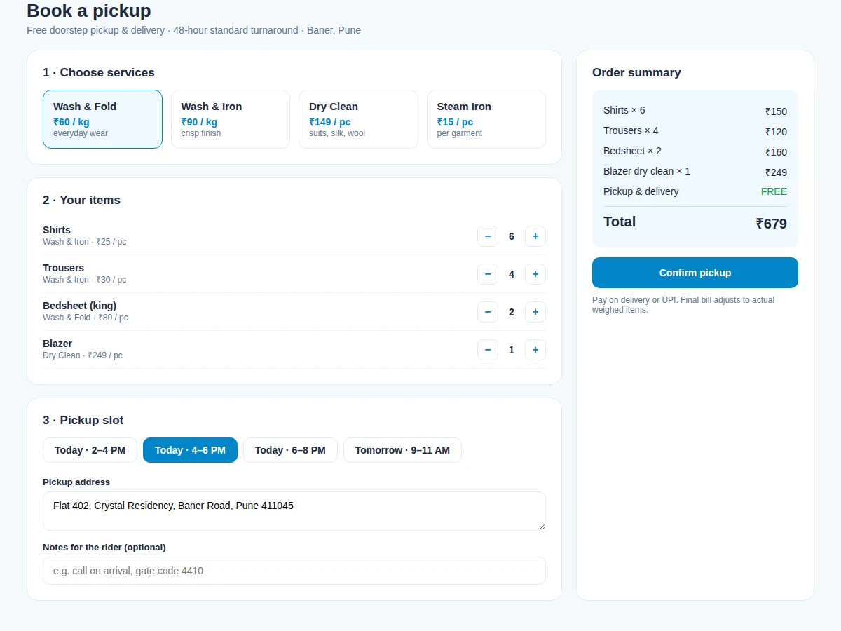 Laundry Pickup and Delivery Portal — project thumbnail preview