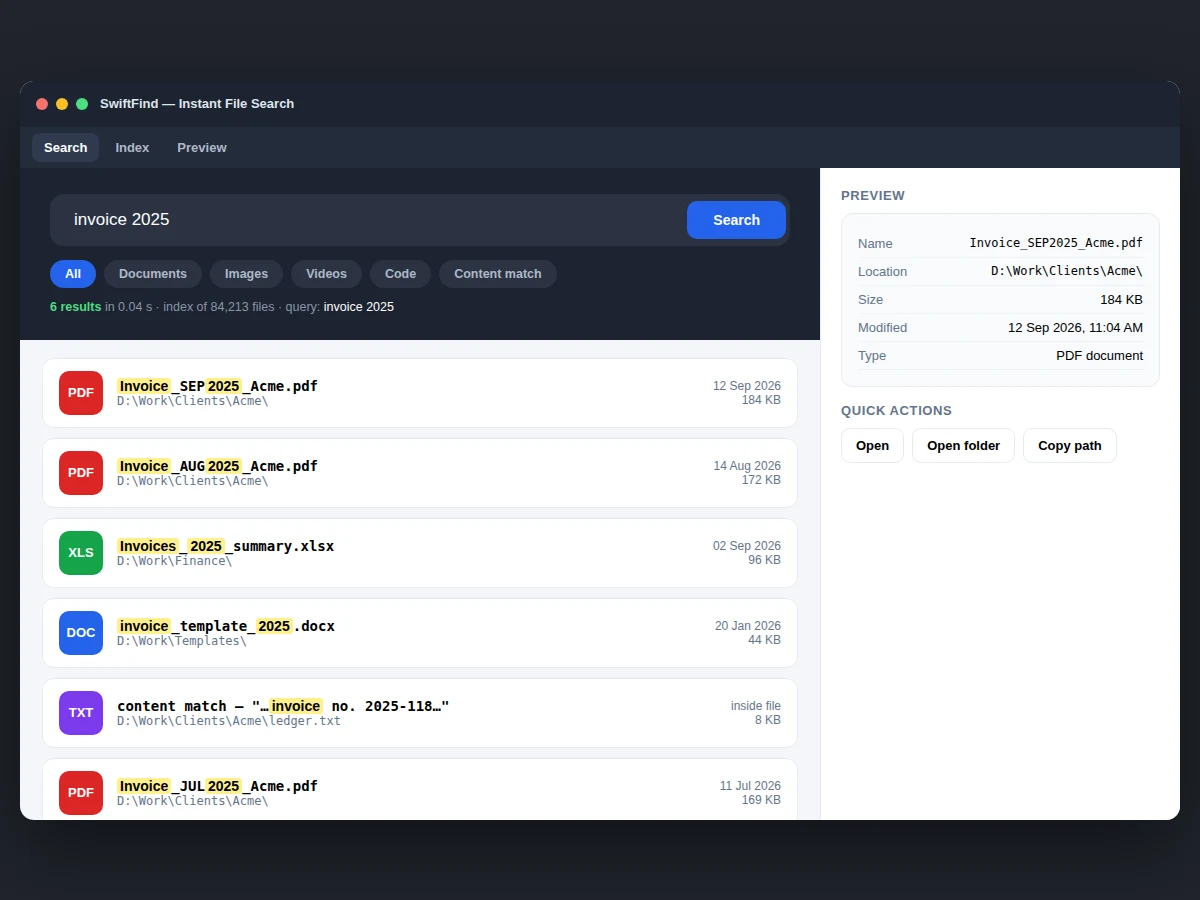 Desktop File Search Engine with Instant Indexing — project thumbnail preview