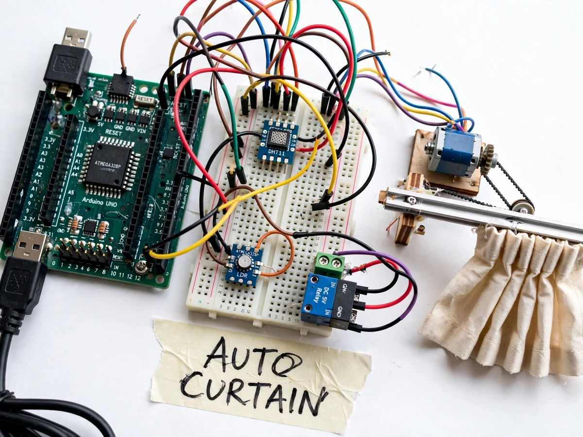 Automatic Curtain Controller with Light and Temperature Sensing — project thumbnail preview