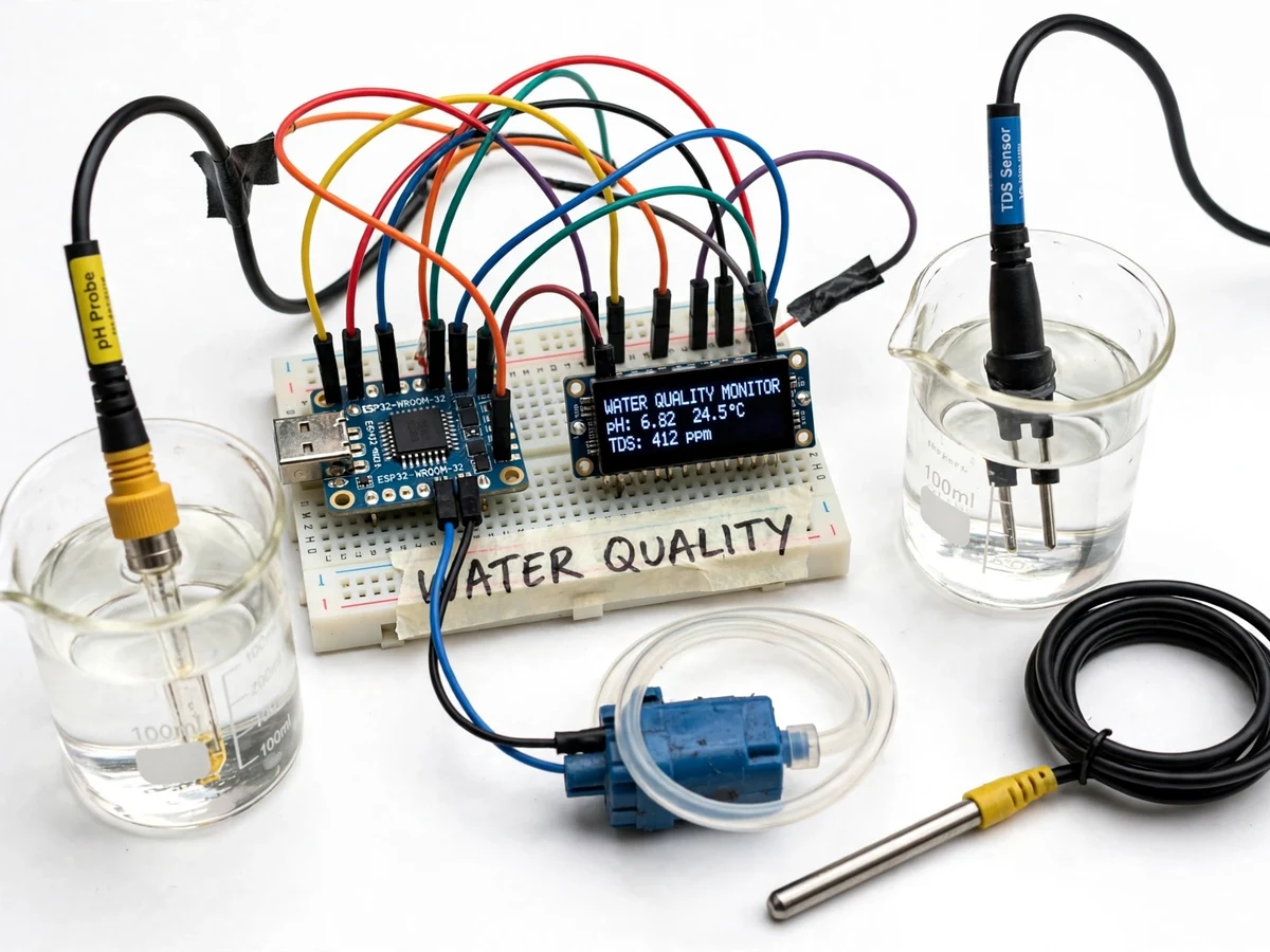 IoT Water Quality Monitor with pH, TDS and Temperature — project thumbnail preview