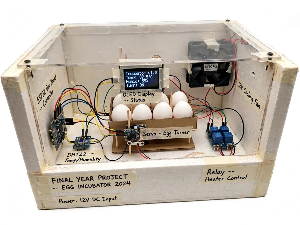 IoT Egg Incubator with Automatic Turning and Hatch Alert — project thumbnail preview